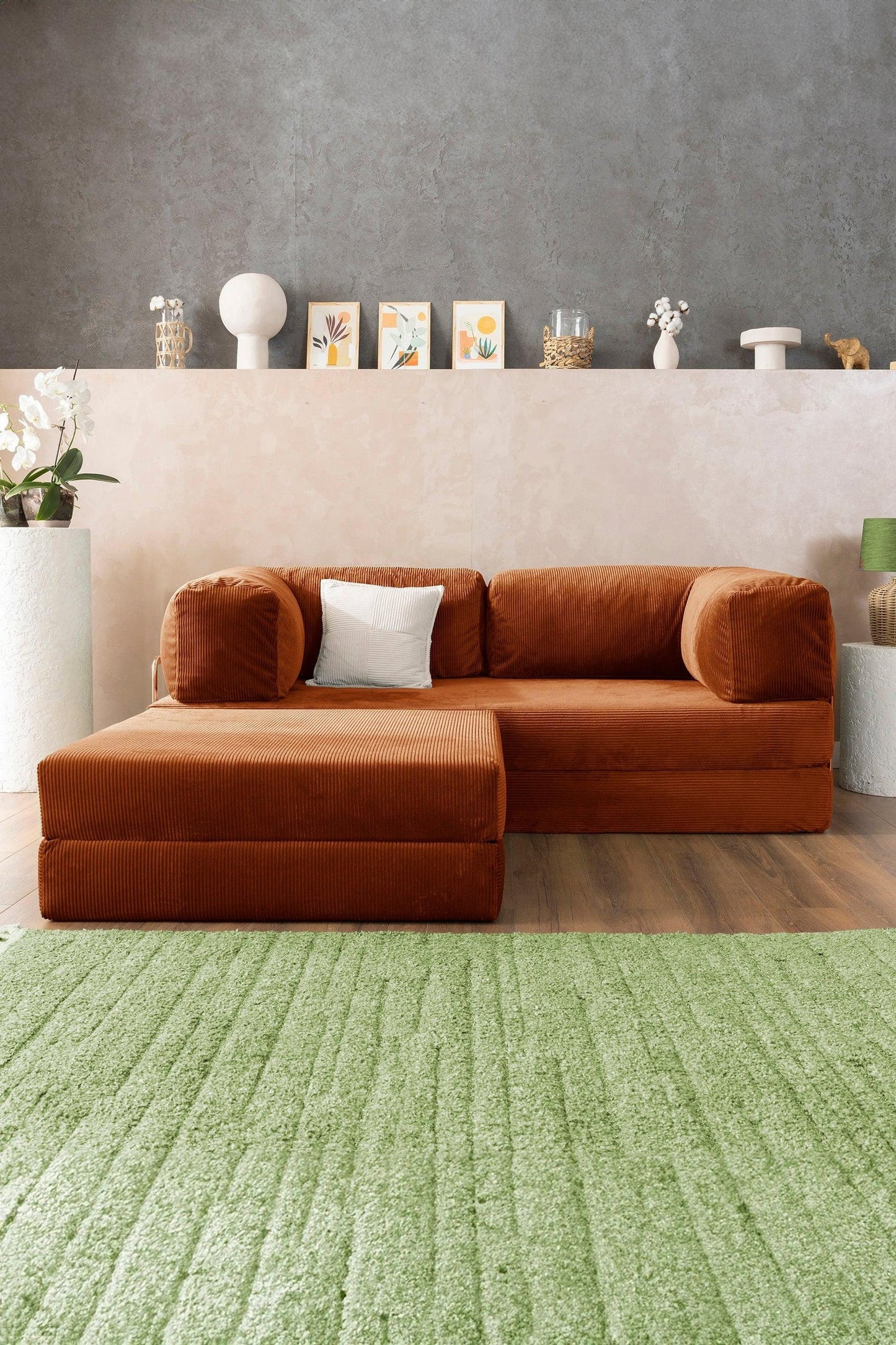 Pluffy Sofa + Ottoman Sienna Rust