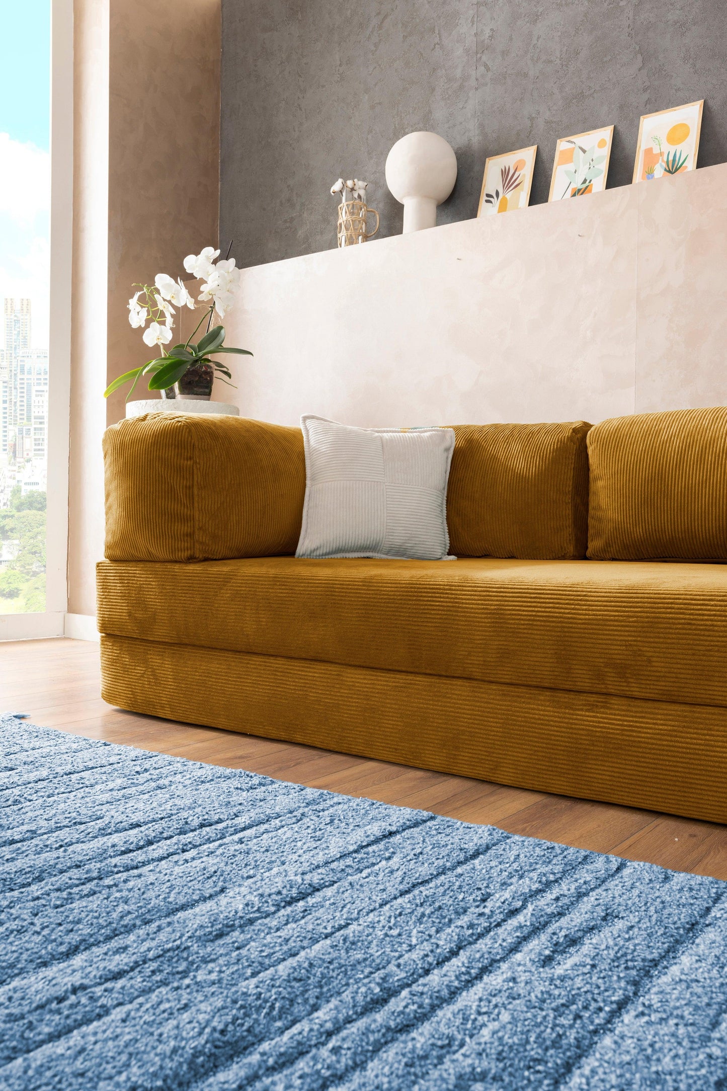 Pluffy Sofa + Ottoman Golden Mustard