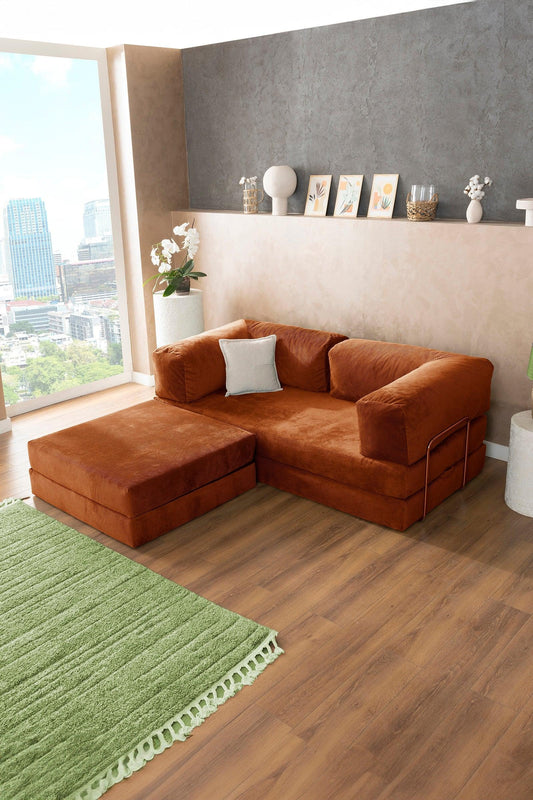 Pluffy Sofa + Ottoman Sienna Rust