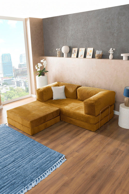 Pluffy Sofa + Ottoman Golden Mustard
