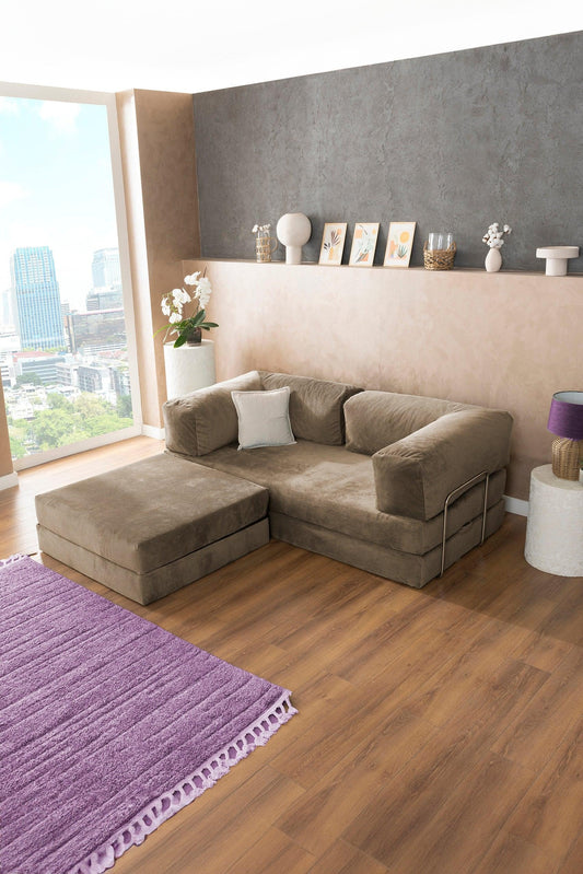 Pluffy Sofa + Ottoman Sandstone Taupe
