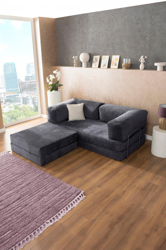 Pluffy Sofa + Ottoman Slate Charcoal