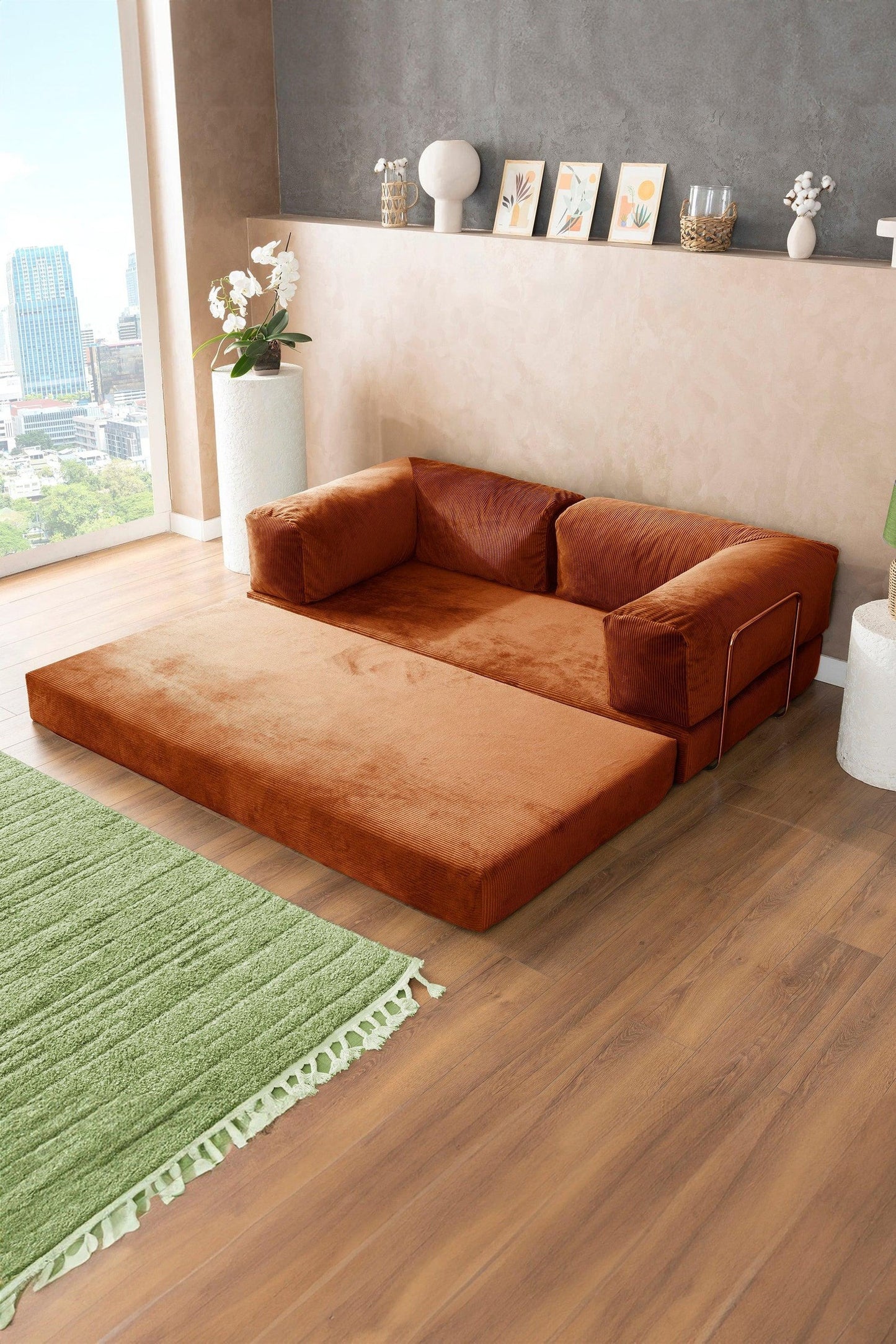 Pluffy Sofa + Ottoman Sienna Rust