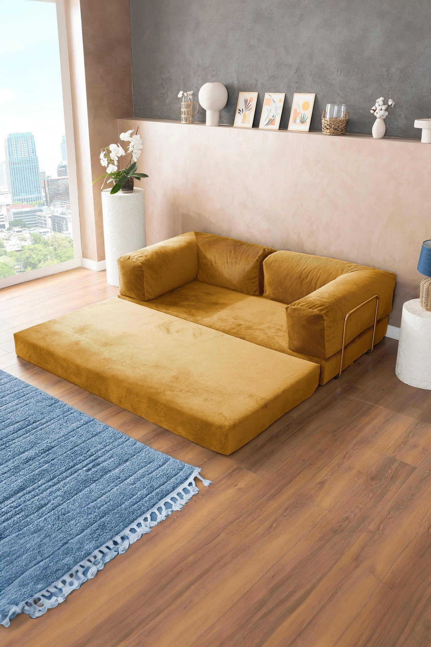 Pluffy Sofa + Ottoman Golden Mustard