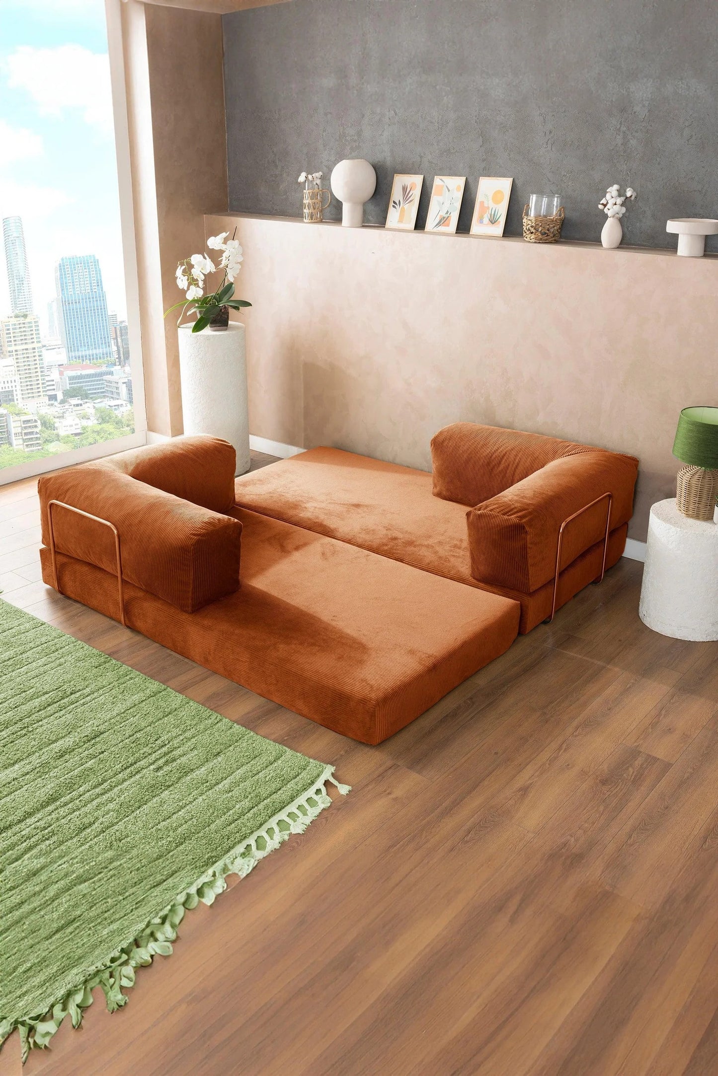 Pluffy Sofa + Ottoman Sienna Rust