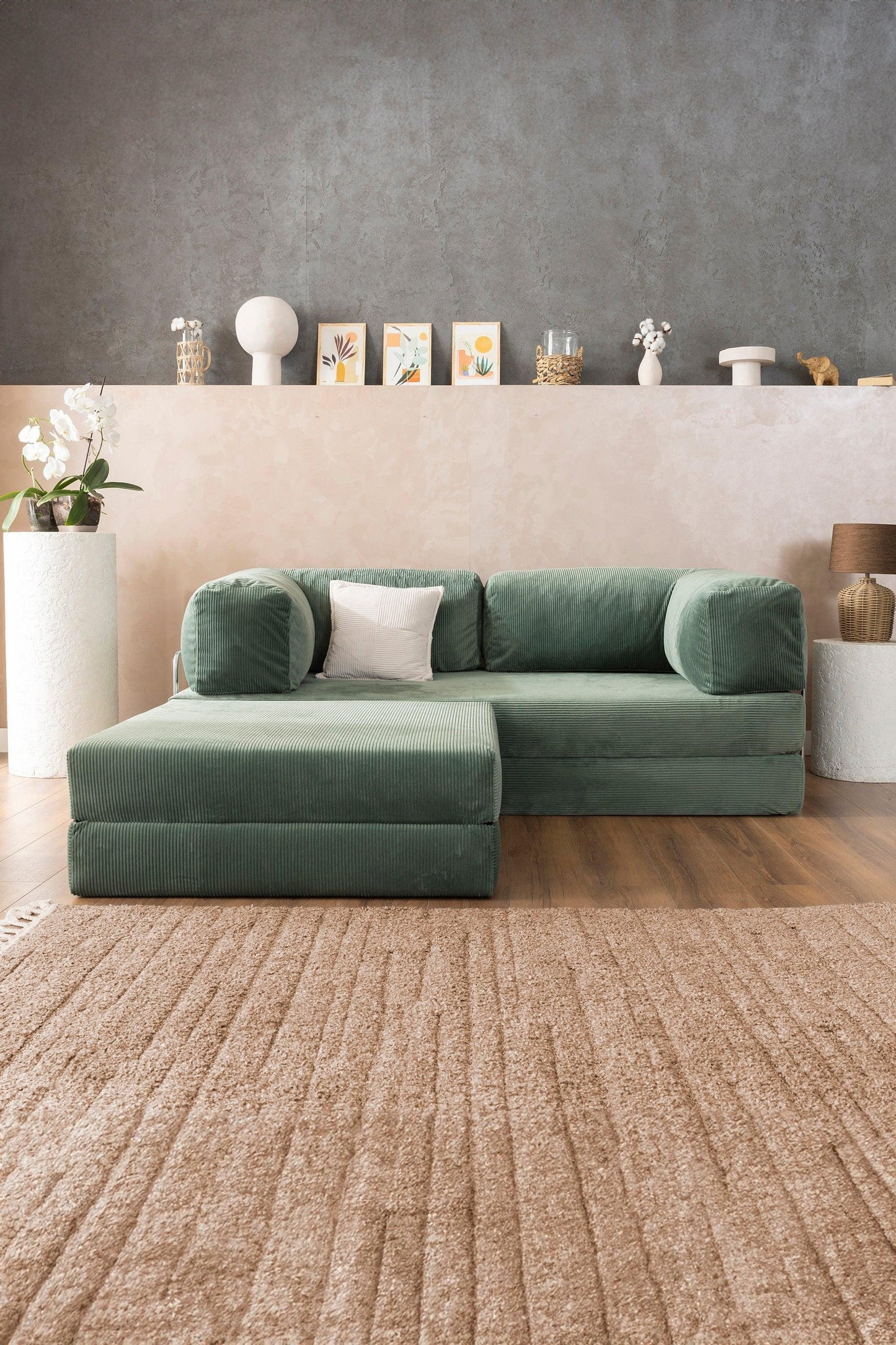 Pluffy Sofa + Ottoman Seafoam Sage