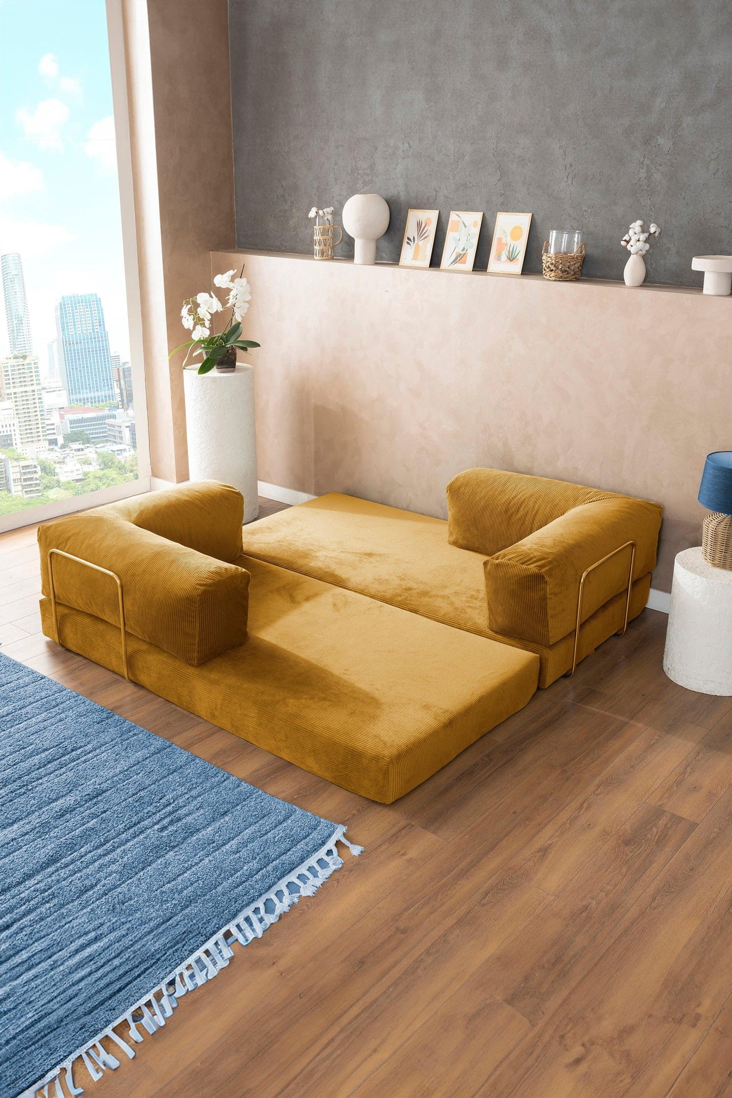 Pluffy Sofa + Ottoman Golden Mustard