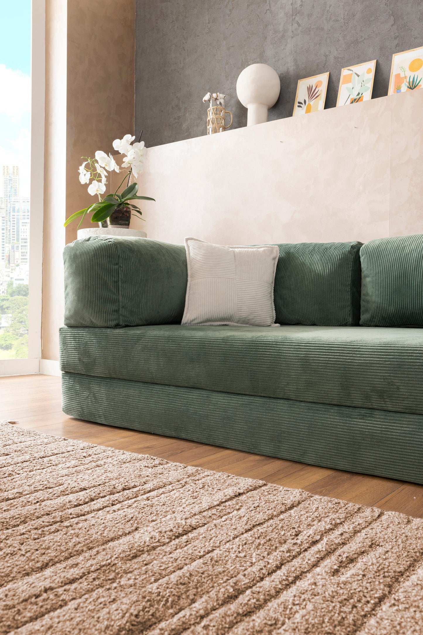 Pluffy Sofa + Ottoman Seafoam Sage